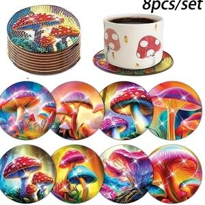 Diamond Art DIY Coaster Set Mushrooms